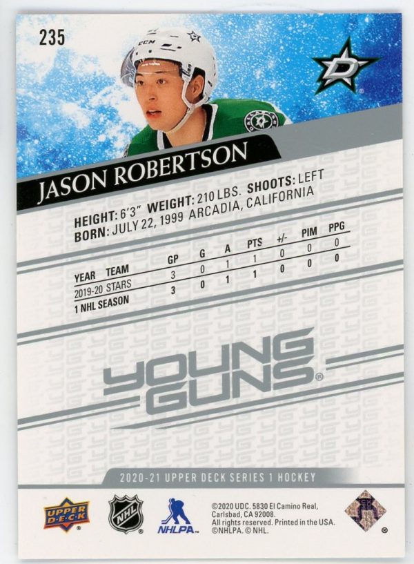 Jason Robertson 2020-21 Upper Deck Young Guns RC #235