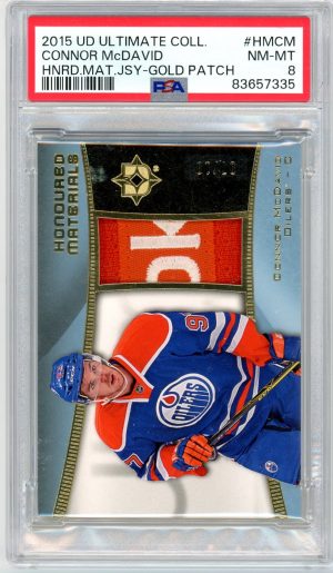 Connor McDavid 2015-16 UD Ultimate Rookie Honoured Materials Patch 07/10 PSA 8