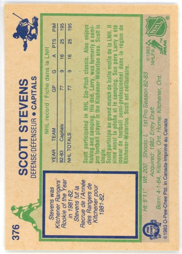Scott Stevens 1983-84 O-Pee-Chee Rookie Card #376