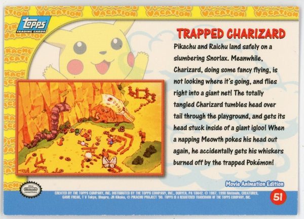 Trapped Charizard 1999 Topps Pokemon Movie Edition Foil Card #51