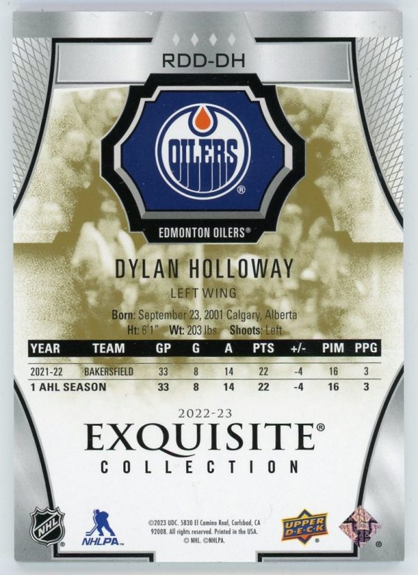 Dylan Holloway 2022-23 Exquisite Collection Rookie Draft Day 19/75 #RDD-DH