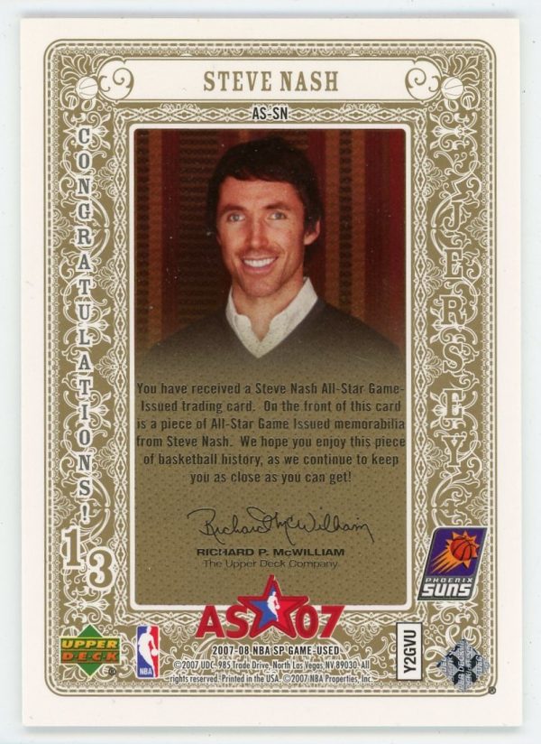 Steve Nash 2007-08 NBA SP Game Used 145/199 Jersey Card #AS-SN