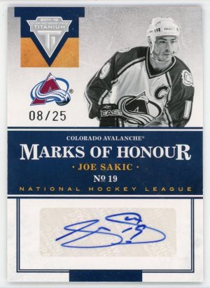 Joe Sakic 2011-12 Panini Titanium Marks of Honour Auto 08/25 #15
