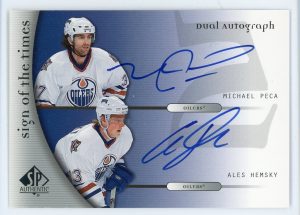 Ales Hemsky/Michael Peca 2005-06 SP Authentic Sign of The Times Dual Auto Card #D-PH