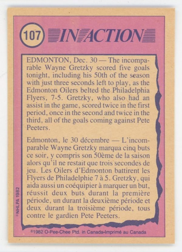 Wayne Gretzky 1982-83 O-Pee-Chee In Action Card #107