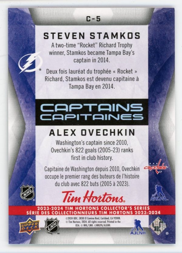 Alex Ovechkin/Steven Stamkos 2023-24 Tim Hortons Captains 3D #C-5