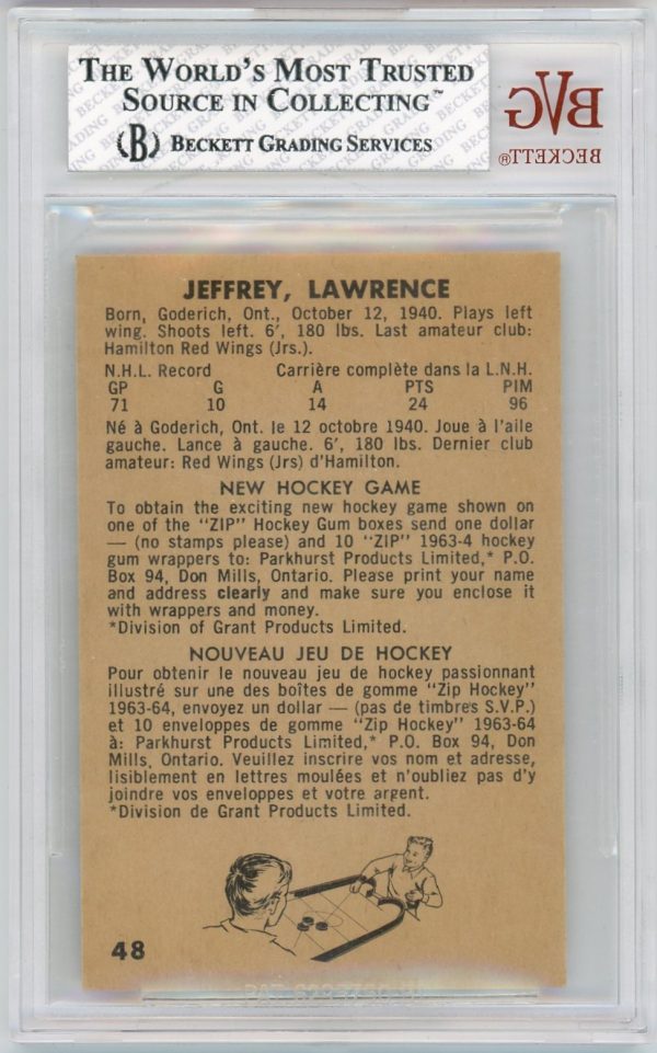 Larry Jeffrey 1963-64 Parkhurst Card #48 BVG 8 NM-MT