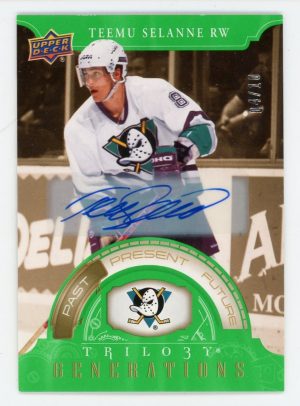 Teemu Selanne 2022-23 Upper Deck Trilogy Generations Past 04/10 Auto #TG-9A