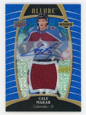Cale Makar 2019-20 UD Allure Blue Line Auto Jersey 02/99 RC #80