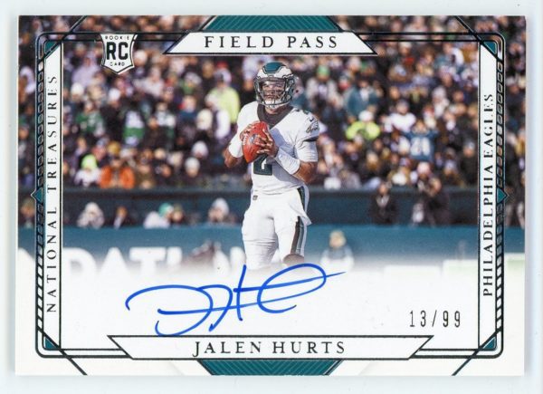 Jalen Hurts 2020 Panini National Treasures Field Pass /99 RC #FP-JAH