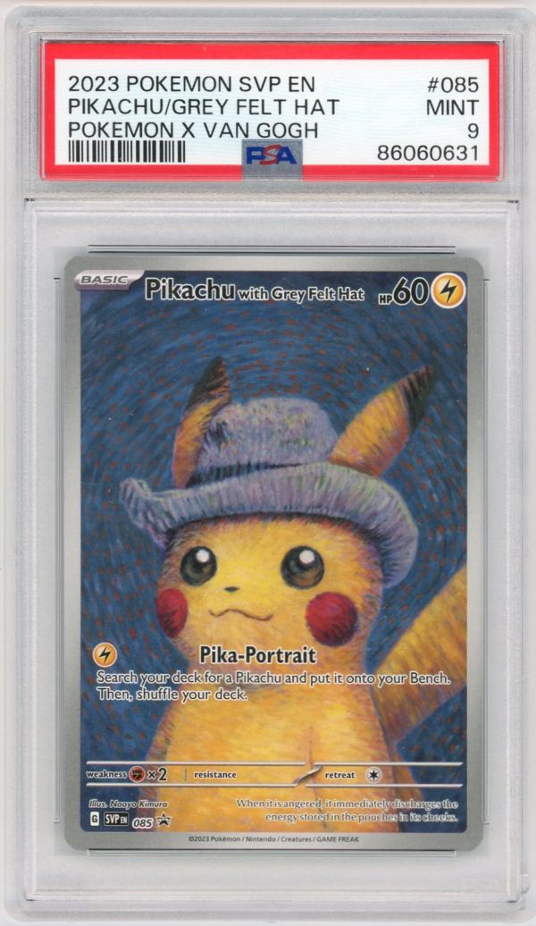 Pikachu w/Grey Felt Hat Pokemon X Van Gogh Promo 085 PSA 9