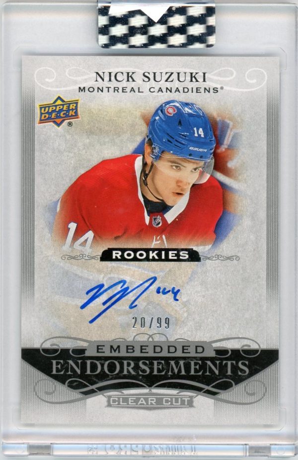 Nick Suzuki 2019-20 UD Clear Cut Embedded Endorsements 20/99 Auto RC #EE-NS