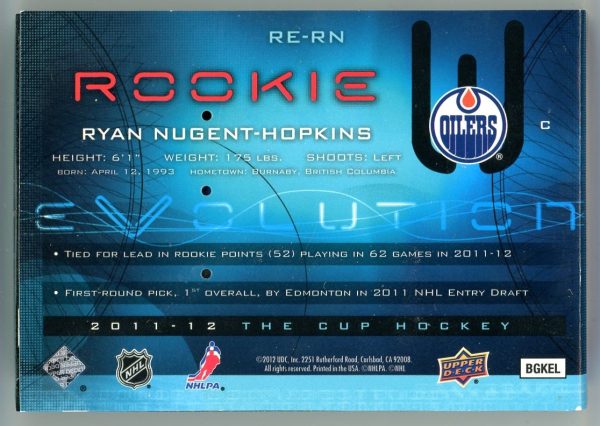 Ryan Nugent-Hopkins 2011-12 The Cup Rookie Evolution Video Booklet Card #RE-RN