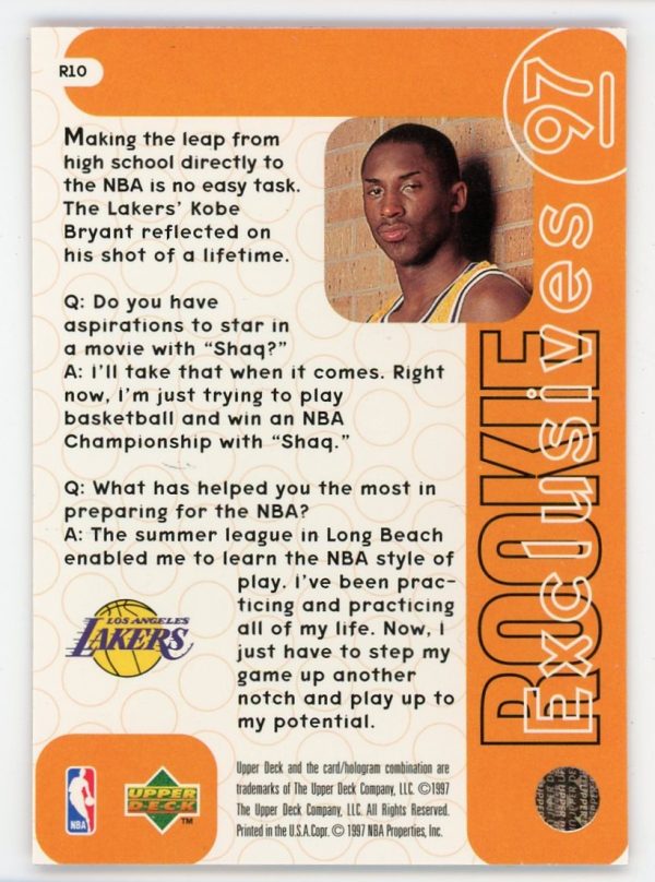 Kobe Bryant 1996-97 Upper Deck Rookie Exclusives RC #R10