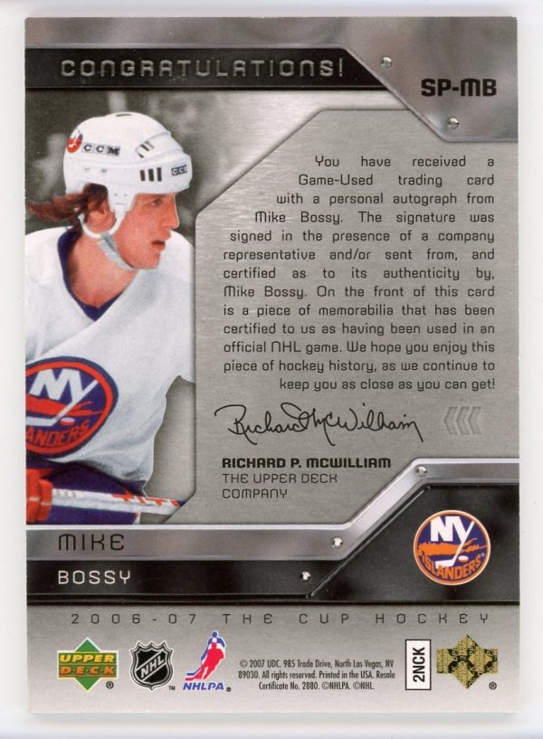 Mike Bossy 2006-07 Upper Deck The Cup Signature Patches 08/75 #SP-MB